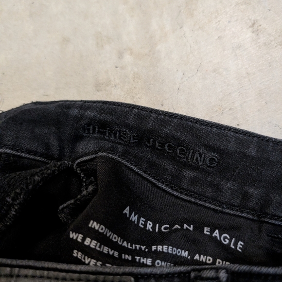 American Eagle Hi-Rise Jegging The Dream Jean Women's 2 Black Stretch - Picture 2 of 7